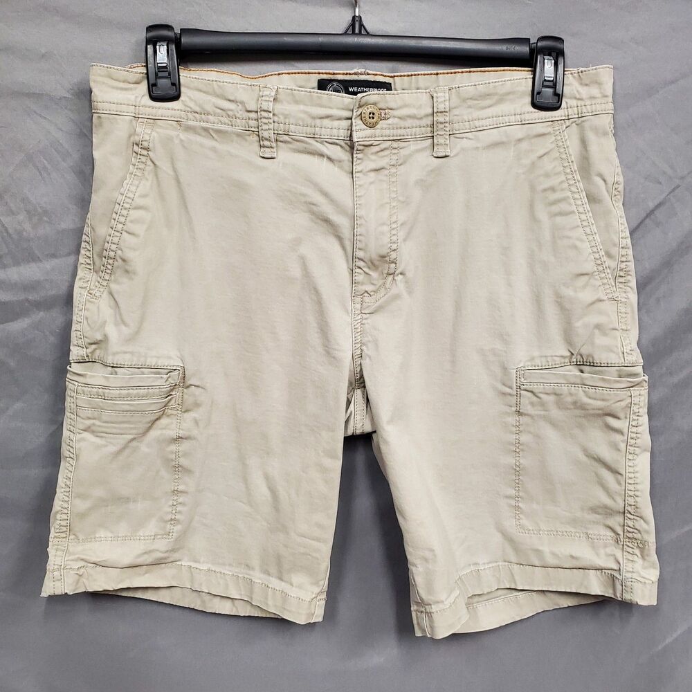 Weatherproof Ripstop Cargo Hiking Shorts Men's 34W Khaki Brown 8 Pocket Utility